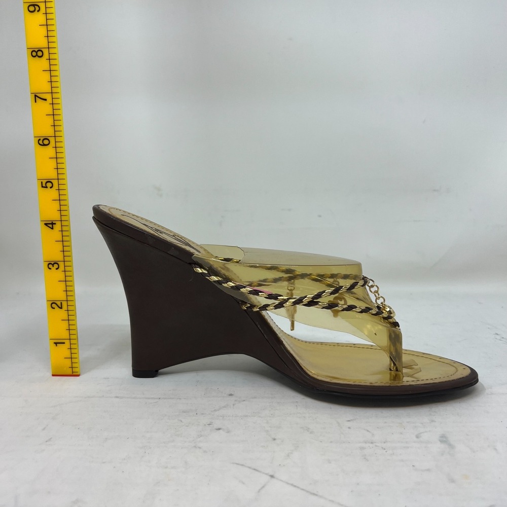 Baby Phat Gold/Brown Wedge Sandals Rhinestone Y2K Glam Women's US 10B VTG NEW - Picture 13 of 16